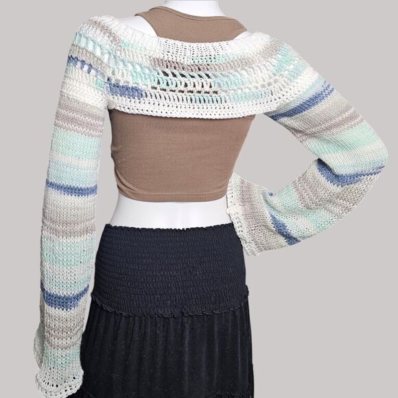 Handmade Knit & Crochet Bolero Shrug – Fits Small to Large - Picture 4 of 8